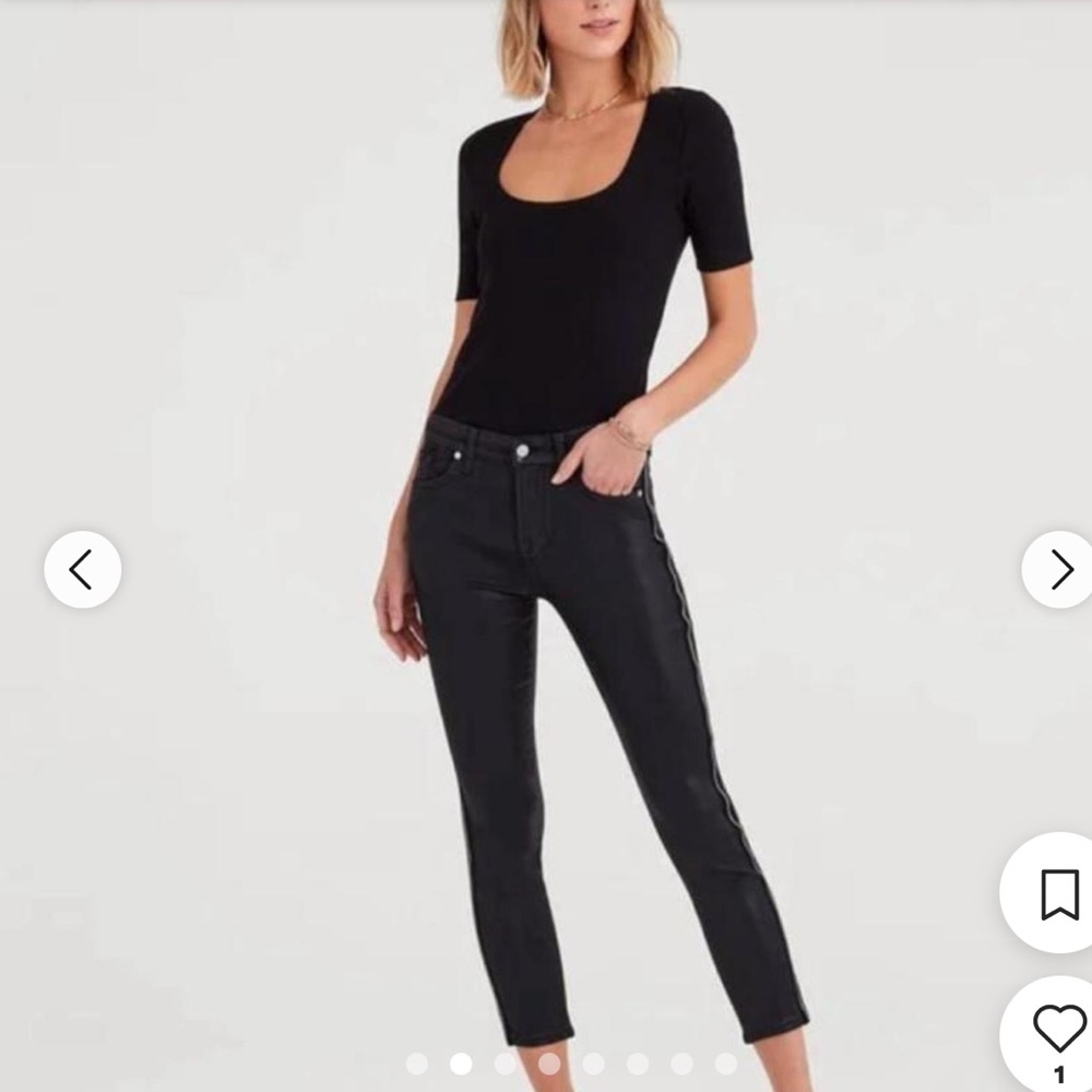 7 For All Mankind Side Zip High Waist Skinny Jeans in B(air) Black with…